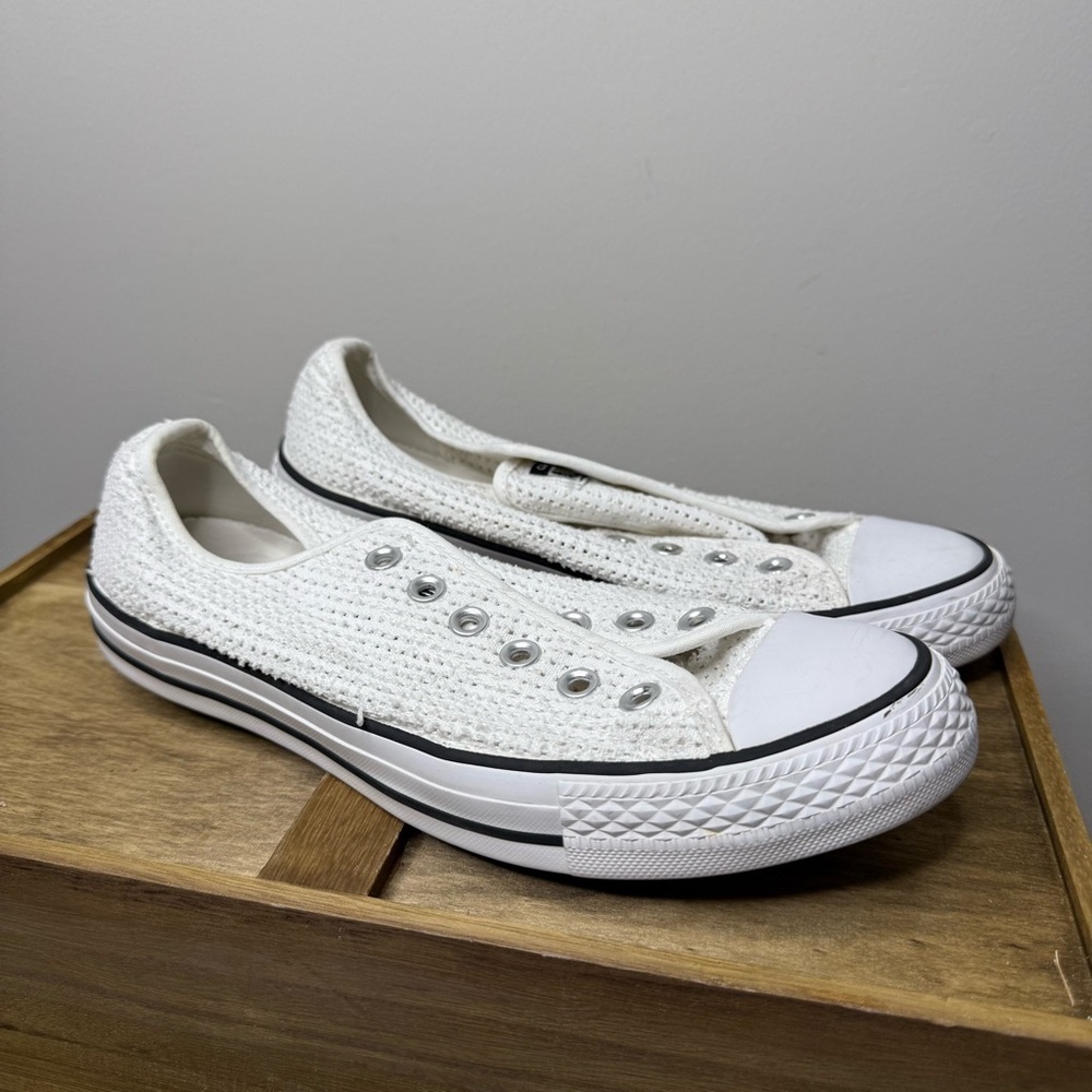 White Crochet Sneakers w/out laces